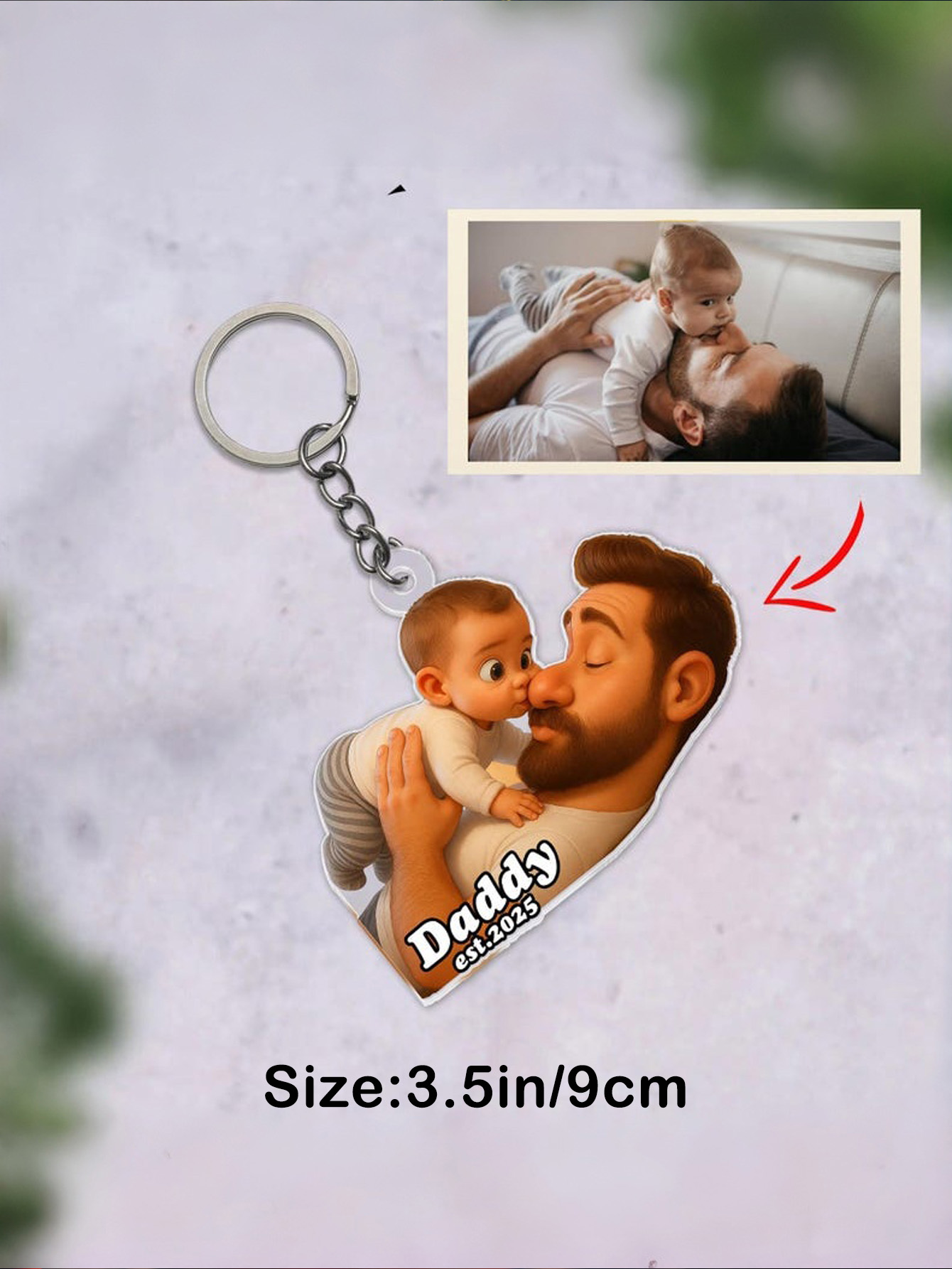 Custom Pixar Style Portrait Keychain